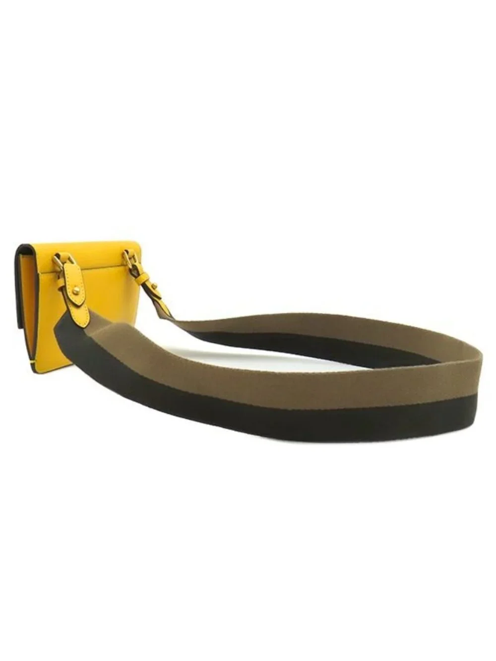 Fendi Flat Baguette Mini Leather Yellow Gold Shoulder Clutch